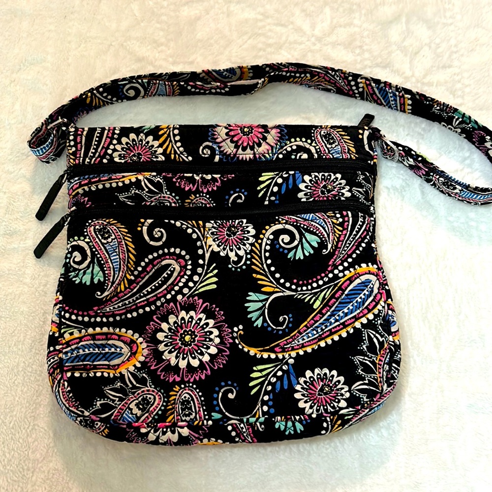 Vera Bradley Women's Signature Cotton Triple Zip Hipster Crossbody Purse